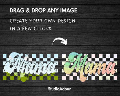 Design Your Own Distressed Checkered Mama Canva Frame, Editable Mama Canva Template, Drag and Drop, Sublimation Design, Grunge Mama Shirt