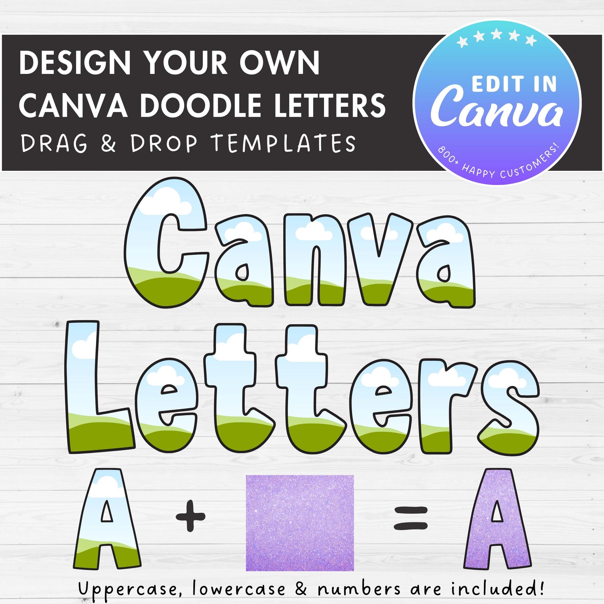 Design Your Own Doodle Letters Canva, Uppercase & Lowercase Alphabet Canva Template, Drag and Drop, Editable Canva, Sublimation Letters PNG