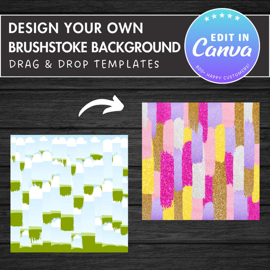 Design Your Own Brushstroke Background Canva Frame, Grunge Canva Template, Drag and Drop Canva Frames Bundle, Editable Messy Paint Canva PNG