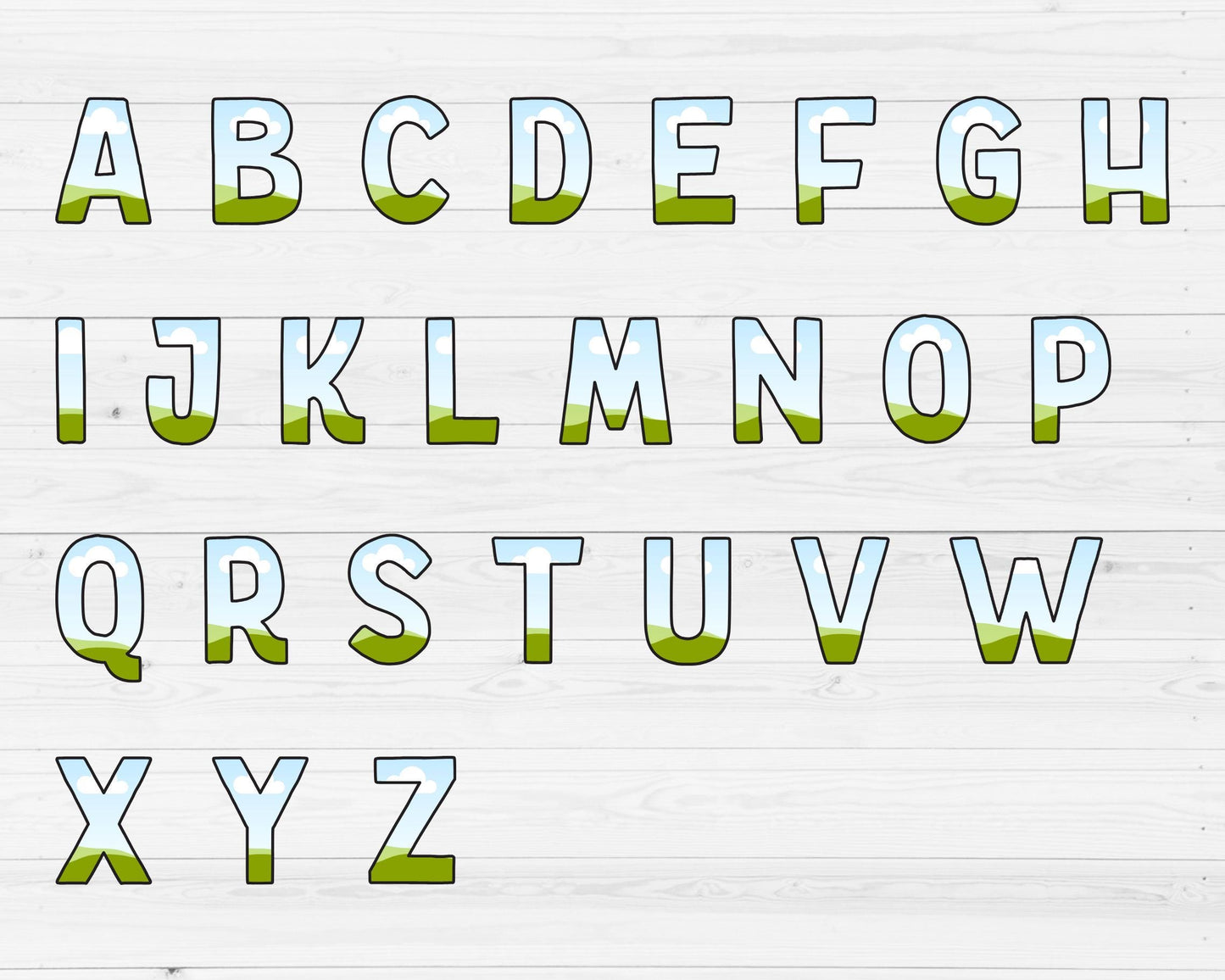 Editable Canva Alphabet Template, Doodle Letters Canva, Uppercase Letters, Canva Frames Bundle, Sublimation Design, Drag and Drop Canva Font