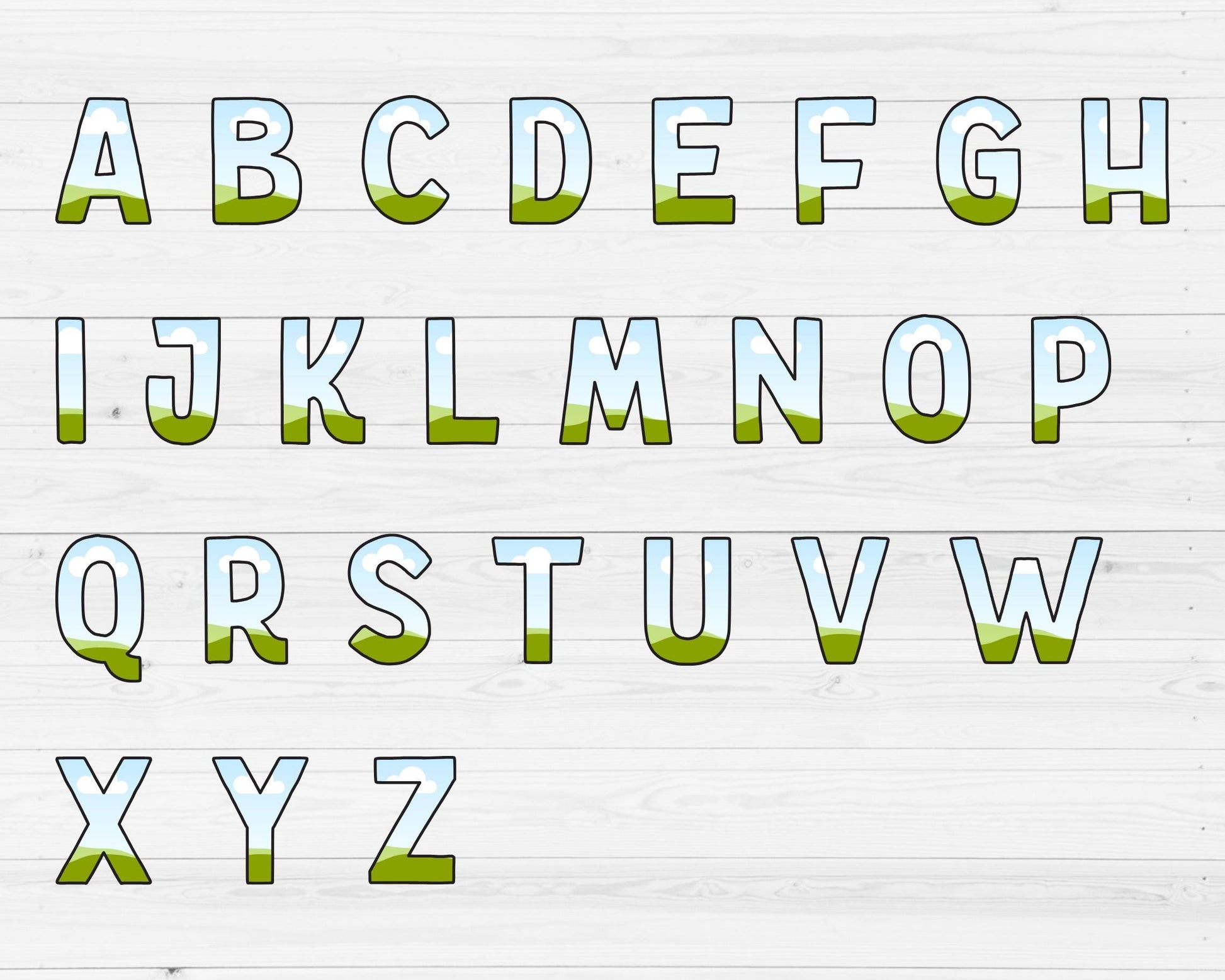 Editable Canva Alphabet Template, Doodle Letters Canva, Uppercase Letters, Canva Frames Bundle, Sublimation Design, Drag and Drop Canva Font