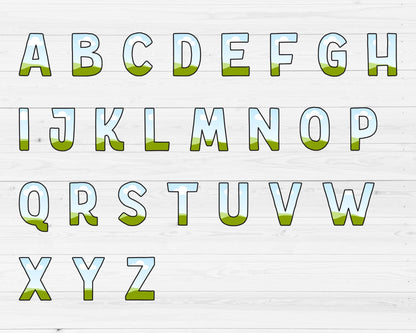 Editable Canva Alphabet Template, Doodle Letters Canva, Uppercase Letters, Canva Frames Bundle, Sublimation Design, Drag and Drop Canva Font