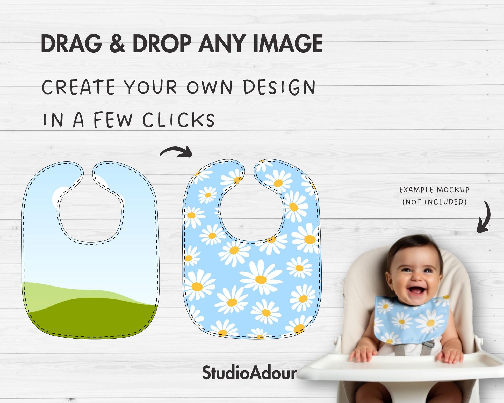 Baby Bib Editable Canva Template, Easy Drag and Drop, Boys & Girls Bib Sublimation Template, Baby Napkin Template, Canva Frames Bundle
