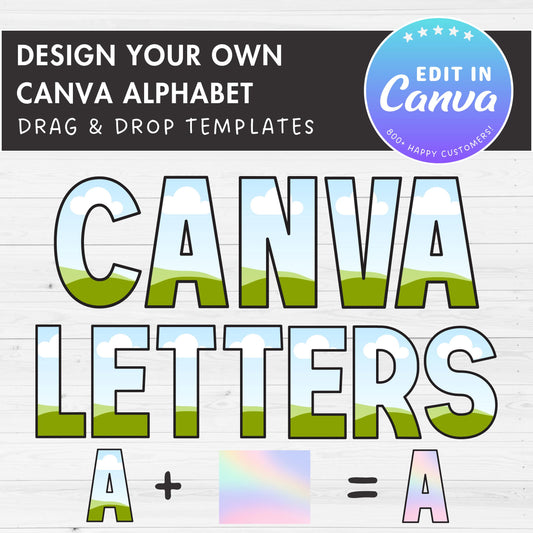 Design Your Own Doodle Letters Canva, Uppercase Alphabet Canva Template, Drag and Drop, Editable Canva Letters, Canva Frames Bundle