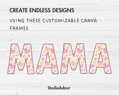 Editable Canva Alphabet Template, Doodle Letters Canva, Uppercase Letters, Canva Frames Bundle, Sublimation Design, Drag and Drop Canva Font