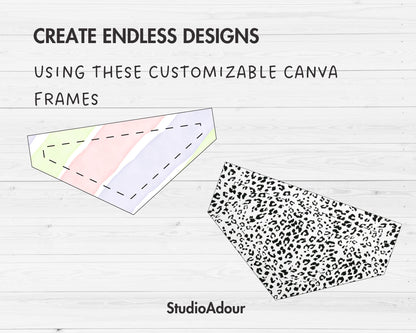 Pet Bandana Collar Editable Canva Template, Drag and Drop, Cat & Dog Bandana Sublimation Template, Print on Demand, DIY Pet Collar 4 Sizes