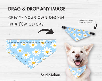 Pet Bandana Collar Editable Canva Template, Drag and Drop, Cat & Dog Bandana Sublimation Template, Print on Demand, DIY Pet Collar 4 Sizes
