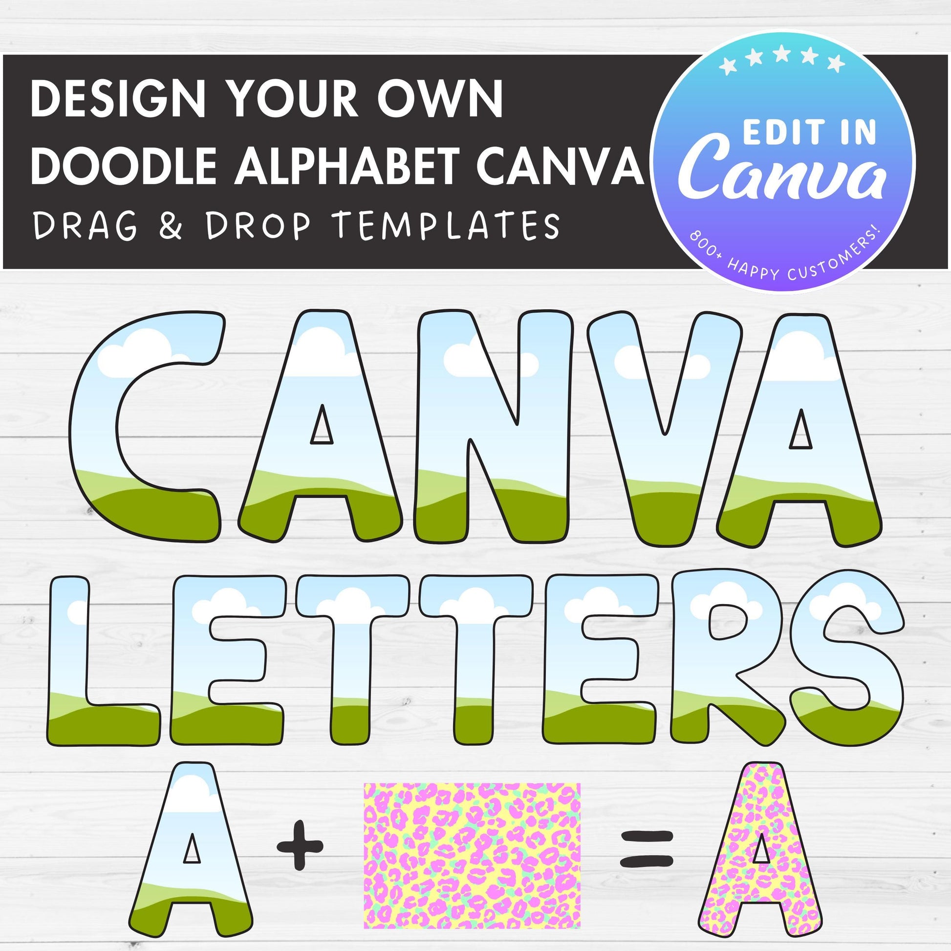 Design Your Own Doodle Letters on Canva, Doodle Alphabet Canva Template, Drag and Drop, Editable Canva Font, Canva Frames Bundle, Letter PNG