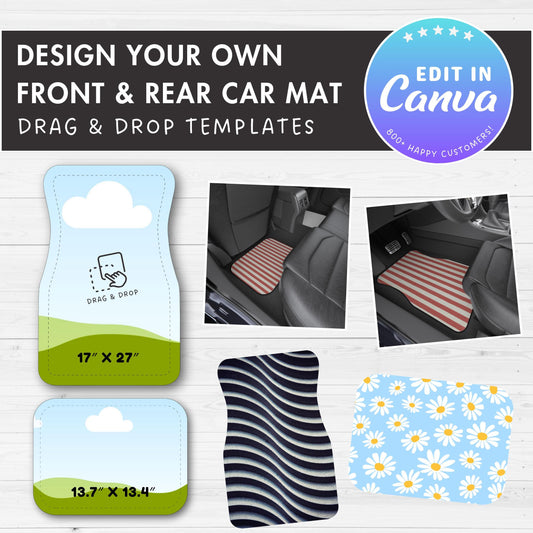 Car Mat Editable Canva Template, Easy Drag and Drop, Car Mat Sublimation Template, Front &Rear Car Floor Mat Template, Canva Frames Bundle