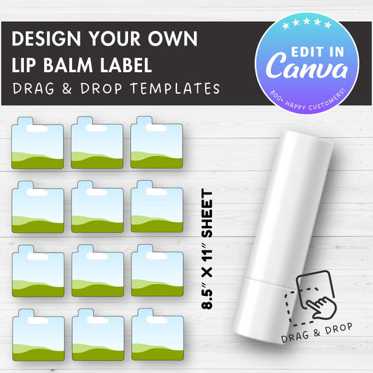 Lip Balm Label Editable Canva Template, Easy Drag & Drop, Chapstick Label Sublimation Template, Lip Gloss Wrap Template, Canva Frames Bundle