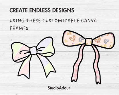 Bow Editable Canva Template, Coquette Bow Canva Frames, Easy Drag and Drop, Sublimation Template, Ribbon Bow Template, Canva Frames Bundle