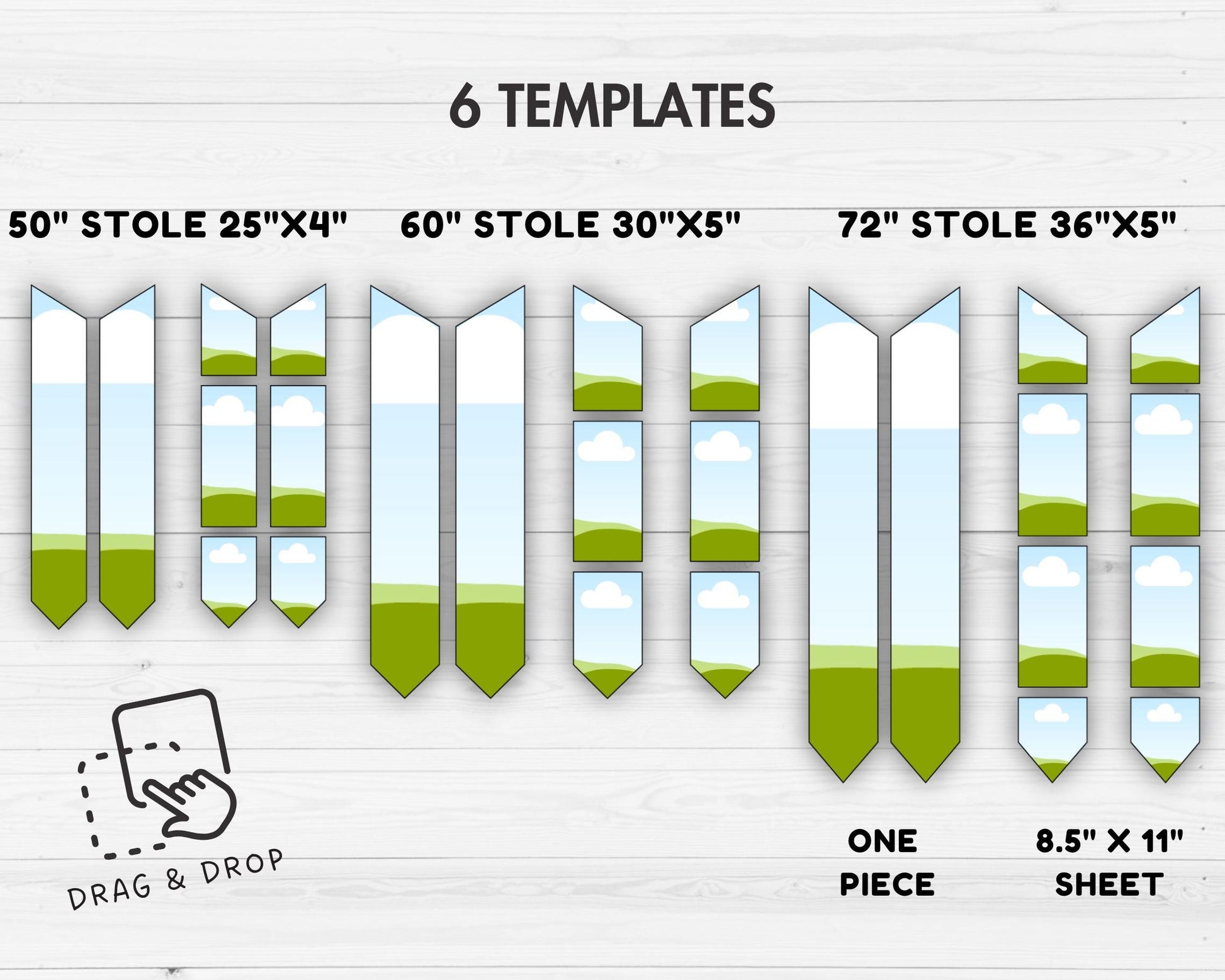 Graduation Stole Editable Canva Template, Easy Drag and Drop, Grad 2025 Sublimation Template, Canva Frames Bundle, Graduation Stole Blank