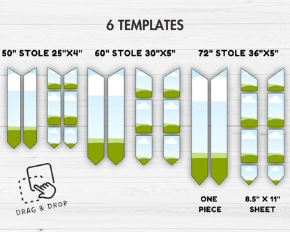 Graduation Stole Editable Canva Template, Easy Drag and Drop, Grad 2025 Sublimation Template, Canva Frames Bundle, Graduation Stole Blank