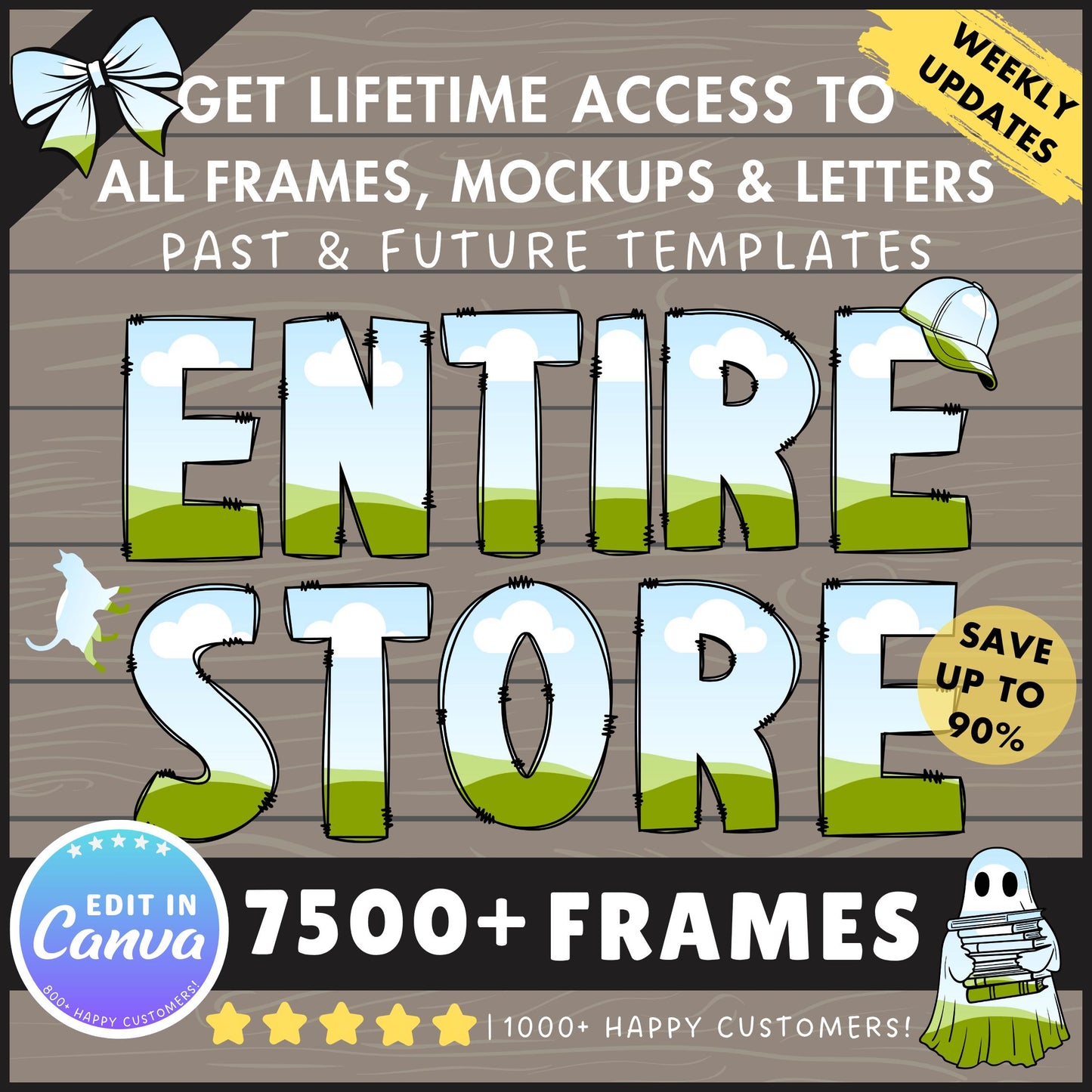 Entire Store, Canva Frames Bundle, Editable Canva Templates, All Past and Future Designs, Drag and Drop, Canva Mockups, Letters & Alphabets