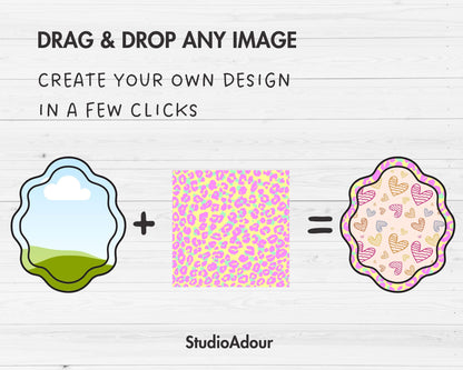 Coquette Bow Frames, Editable Canva Template, Easy Drag and Drop, Sublimation Design, Canva Frames Bundle, Ribbon Bow Border, Wavy Borders