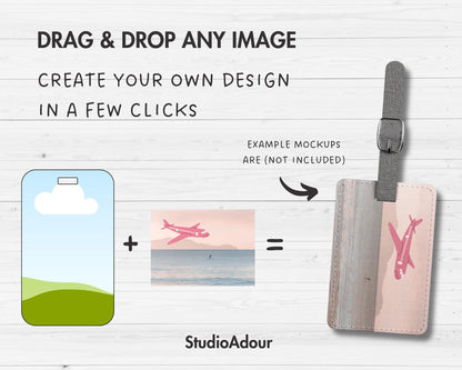 Luggage Tag Editable Canva Template, Easy Drag and Drop, Travel Tag Sublimation Template, Blank Hat Canva Template, Canva Frames Bundle