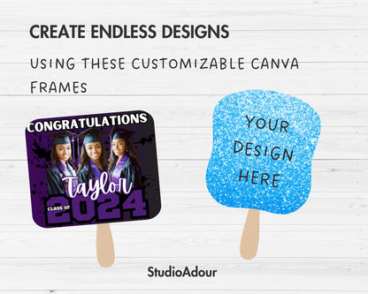 Paddle Fan Editable Canva Template, Easy Drag and Drop, Church Fan Sublimation Template, Canva Frame, Wedding Paddle Fan, Graduation Fan