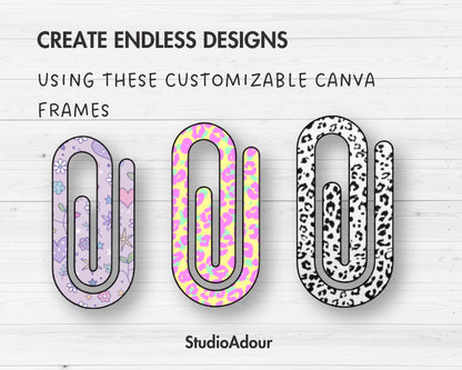 Jumbo Paperclip Editable Canva Template, Easy Drag and Drop, Jumbo Paperclip Sublimation, Paperclip Bookmark Template, Canva Frames Bundle