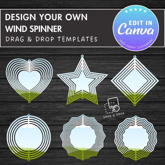 Wind Spinner Editable Canva Template, Easy Drag & Drop, Wind Spinner Canva Frame, Canva Frames Bundle, Mandala Spinner, Hanging Spinner PNG
