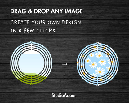 Wind Spinner Editable Canva Template, Easy Drag & Drop, Wind Spinner Canva Frame, Canva Frames Bundle, Mandala Spinner, Hanging Spinner PNG