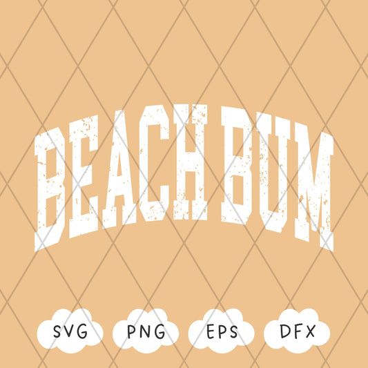 Beach Bum Svg, Distressed Beach Bum PNG, Grunge Texture Varsity Svg, Retro Surfer Svg, Summer Vibes Shirt, Sublimation Design, Coconut Girl