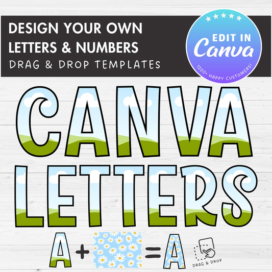 Design Your Own Doodle Letters on Canva, Doodle Alphabet Canva Template, Drag and Drop, Editable Canva Font, Canva Frames Bundle, Letter PNG