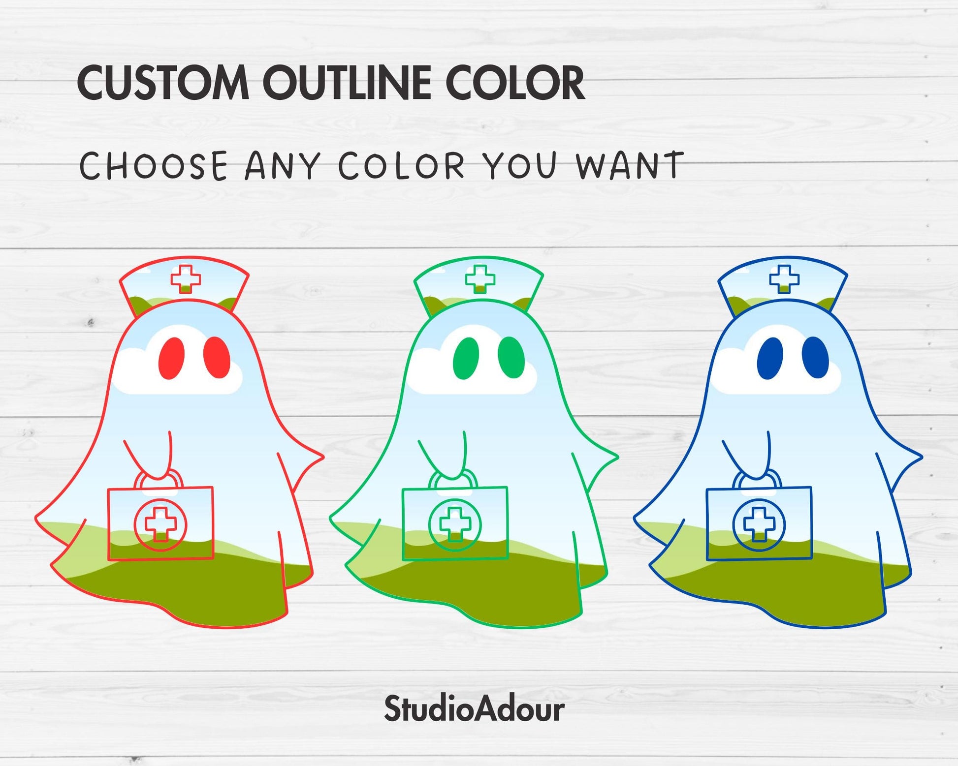 Design Your Own Nurse Ghost, Retro Ghost Canva Templates, Drag and Drop, Canva Frames Bundle, Spooky Season, Halloween Ghost, Groovy Ghost