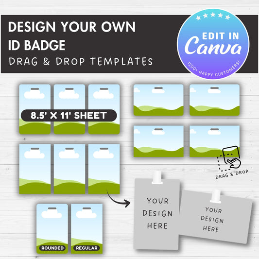 ID Badge Editable Canva Template, Name ID Badge, Drag and Drop, Staff Access Card, Printable Identification Card, DIY Employee Badge