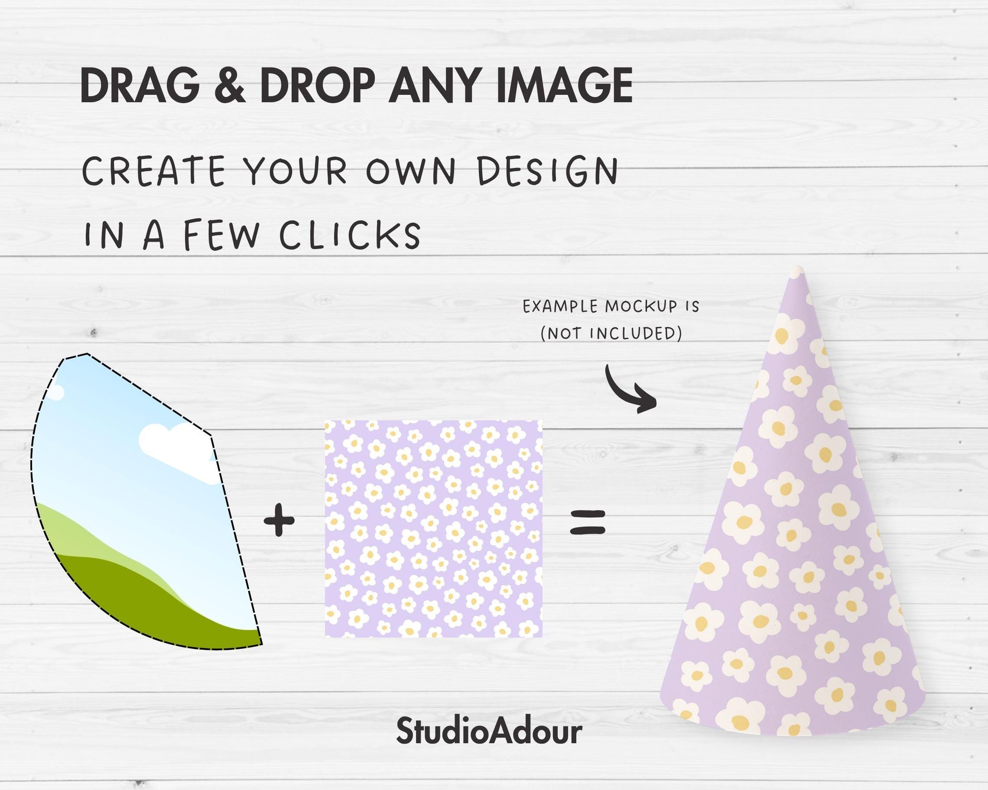 Paper Cone Editable Canva Template, Drag and Drop, Birthday Cone Sublimation Template, Party Cone Hat, Candy Cone Template, DIY Treat Cone