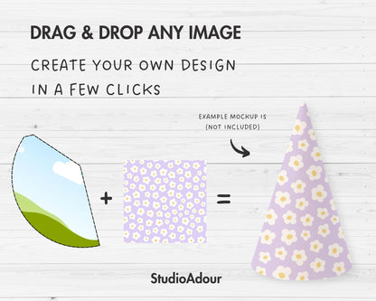 Paper Cone Editable Canva Template, Drag and Drop, Birthday Cone Sublimation Template, Party Cone Hat, Candy Cone Template, DIY Treat Cone
