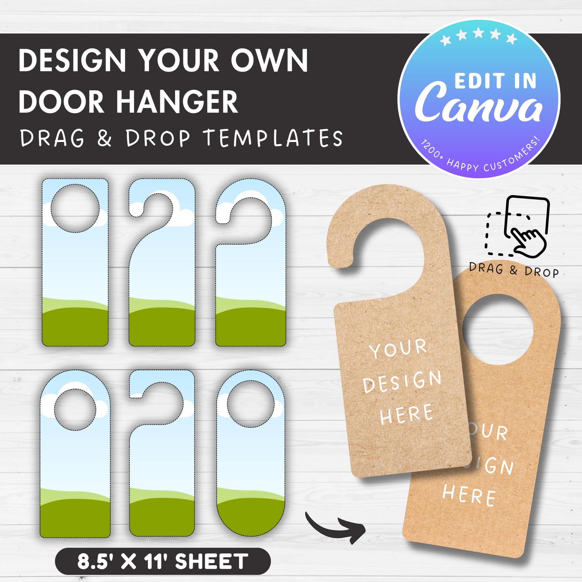 Door Hanger Editable Canva Template, Drag and Drop, Door Knob Hanger, Sublimation Template, Printable Door Marker, Privacy Tag, Room Service