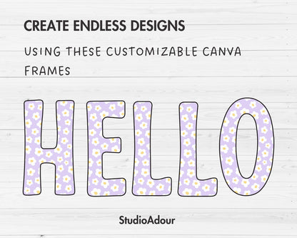 Design Your Own Canva Letters, Doodle Alphabet Canva Template, Drag & Drop, Editable Canva Font, Canva Frames Bundle, Letters and Numbers